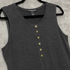 Chelsea‎ & Theodore Maxi Dress XL Sleeveless Casual Button Front Gray